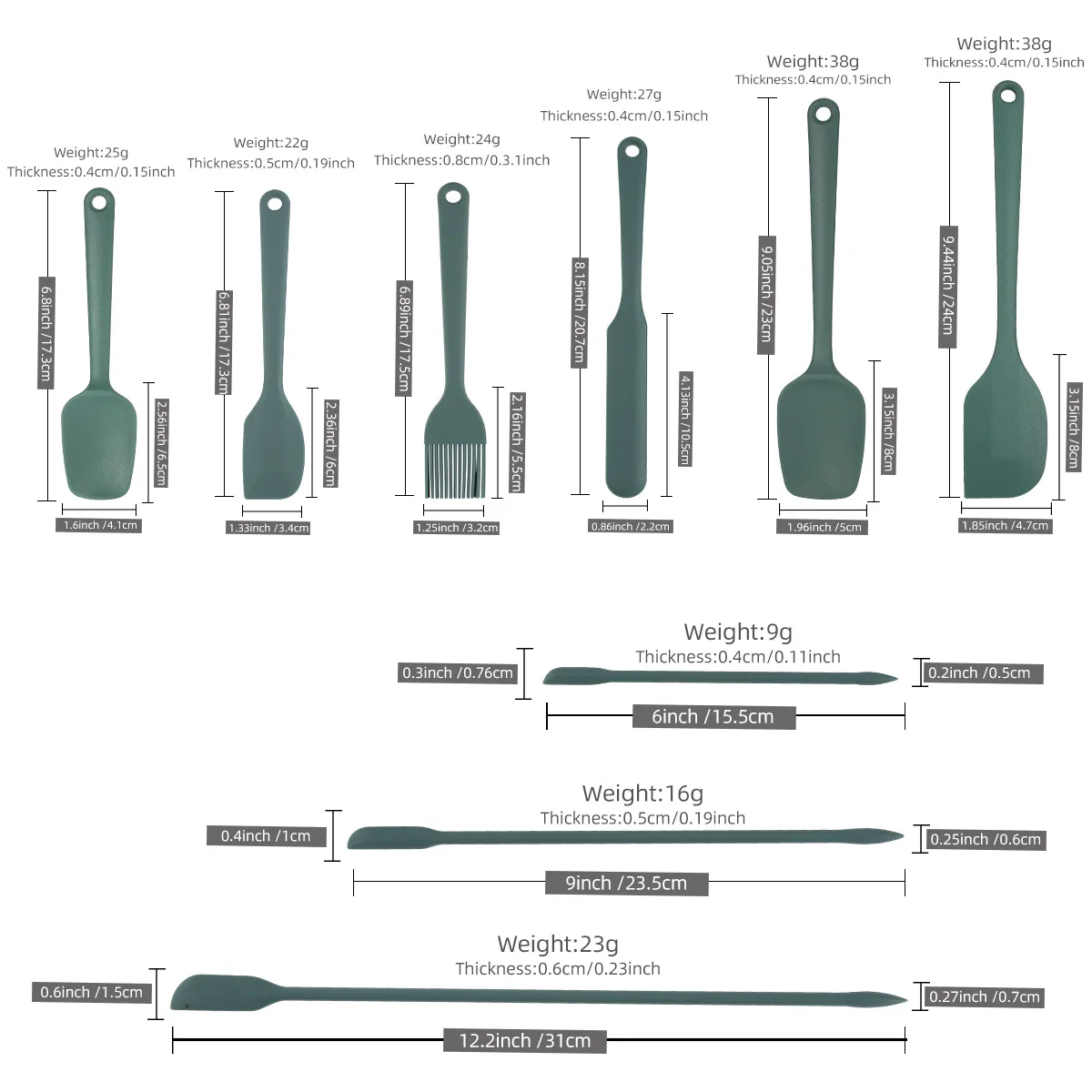 Silicone Baking Tool Set 6-pie - đánh giá và giá Okonomiyaki Spatula