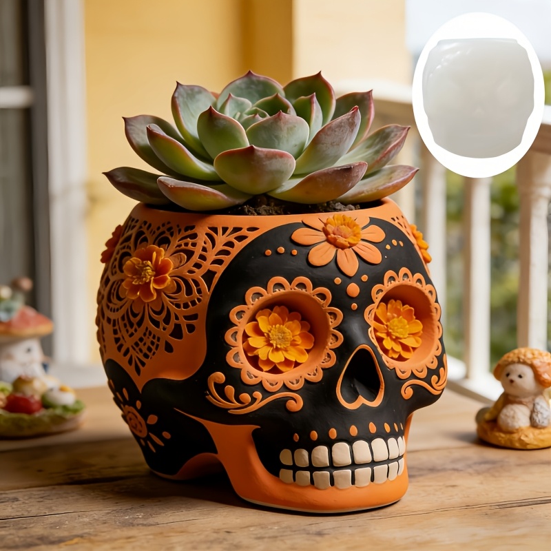Flower relief skull succulent  - đánh giá và giá Potsticker Mold